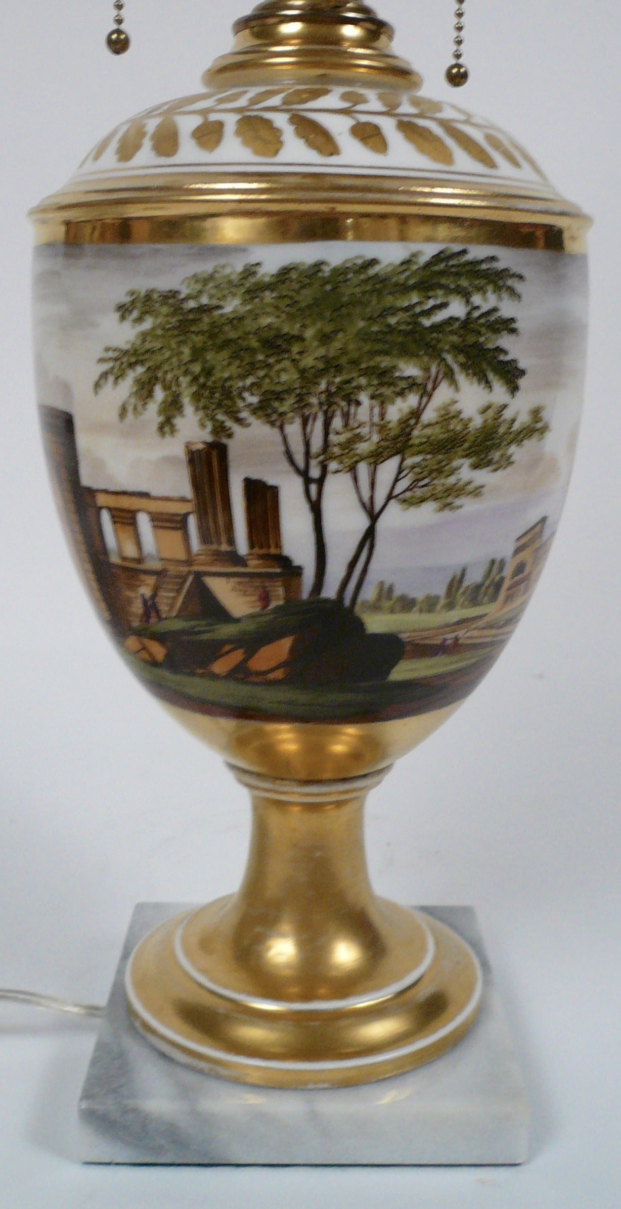 Old Paris Porcelain Urn-Form Lamp In Excellent Condition In Pittsburgh, PA
