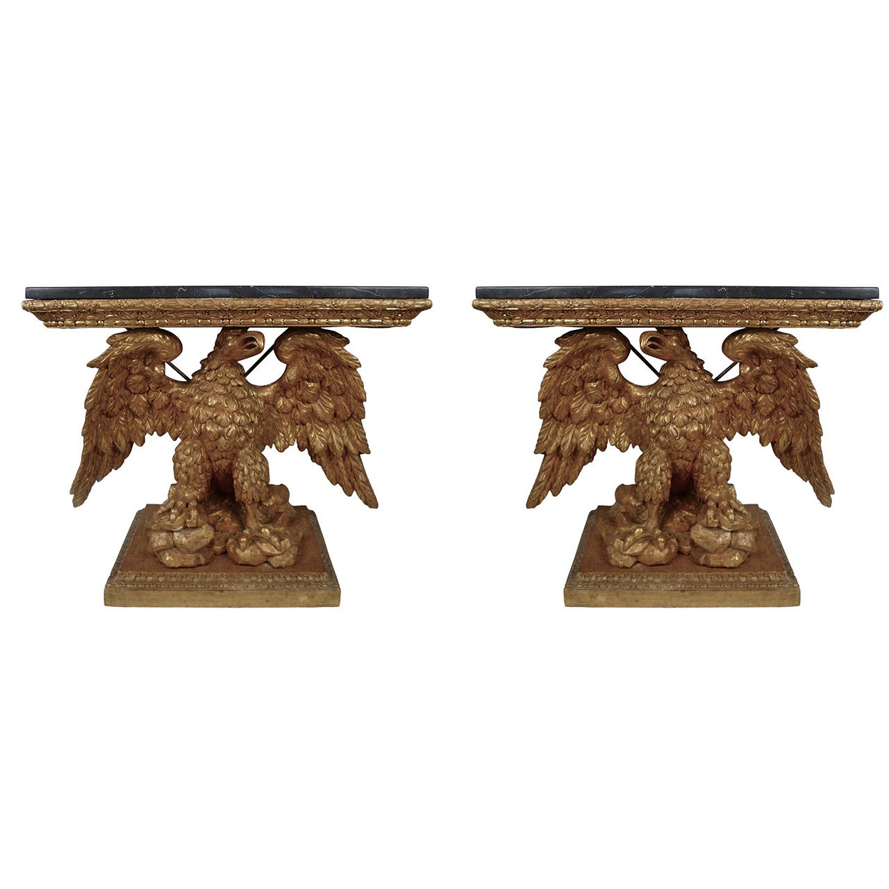 Pair of 18th Century Giltwood Eagle Console Tables in the Manner of William Kent