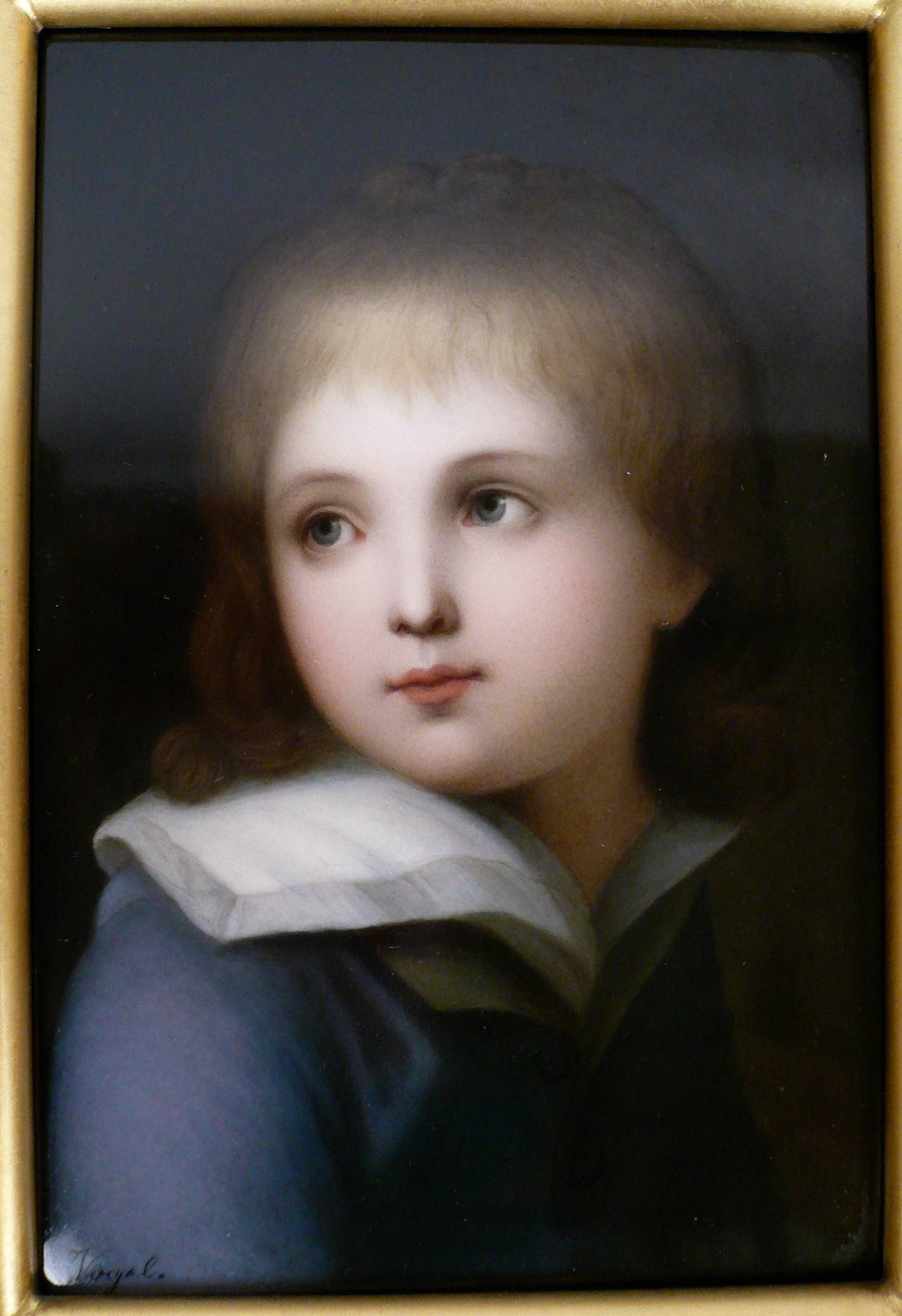 KPM Porcelain Portrait of a Boy, Signed Vogel