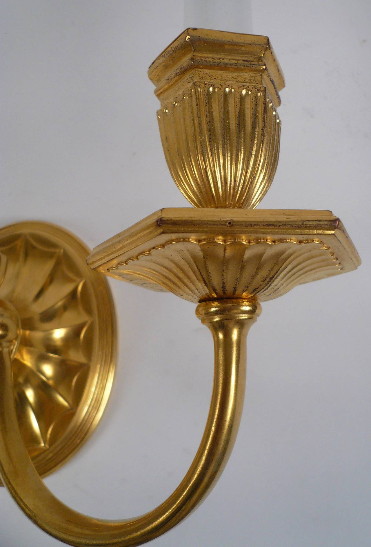 American Pair of E. F. Caldwell Neoclassic Style Gilt Bronze Sconces