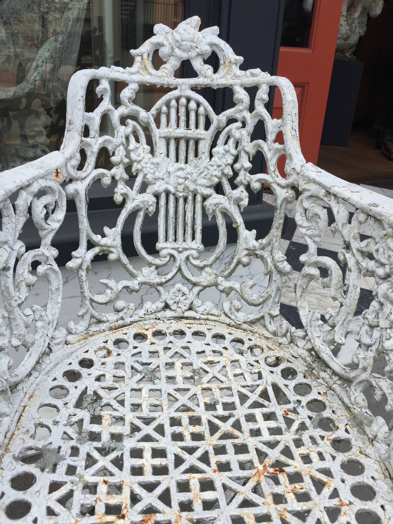 Pair of English Cast Iron Garden Chairs, Late 19th Century 4