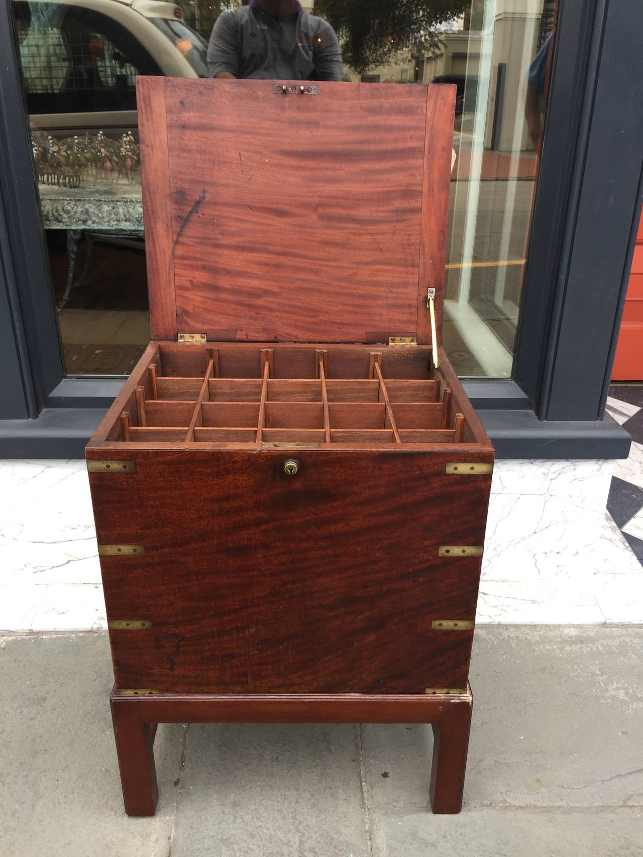 19th Century Bottle Case with Campaign Hardware of Mahogany 2