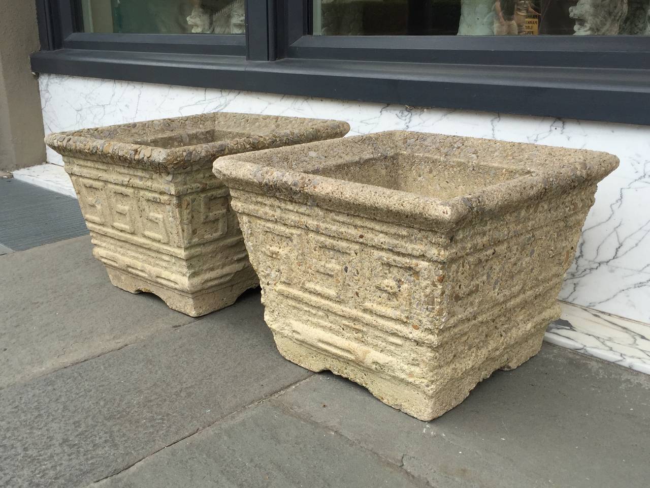 Pair of Early 20th Century Cast Stone Planters For Sale 1