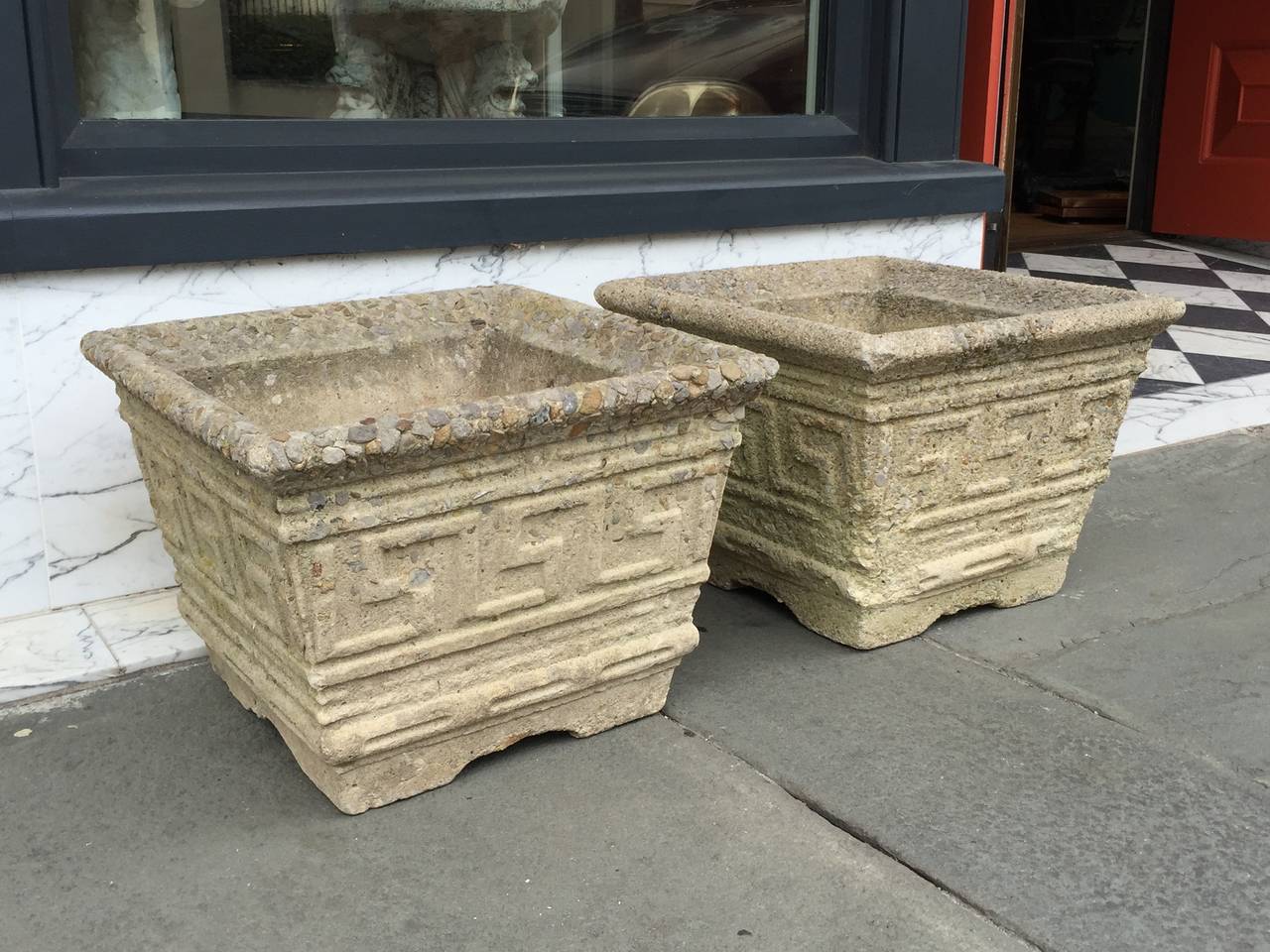 European Pair of Early 20th Century Cast Stone Planters For Sale