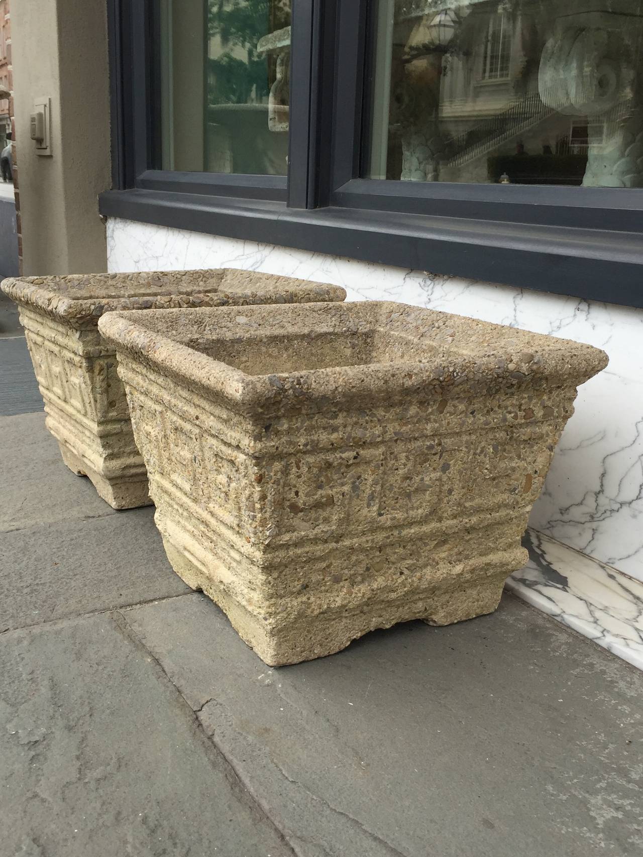 Pair of Early 20th Century Cast Stone Planters For Sale 2