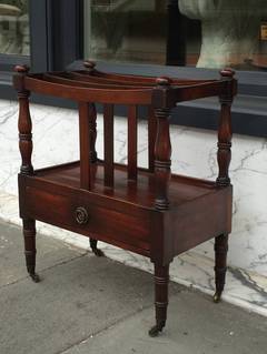 English Mahogany Canterbury with Turned Leg on Blast Caster