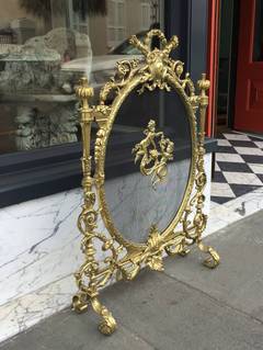 French Bronze Fireplace Screen, Mid-19th Century