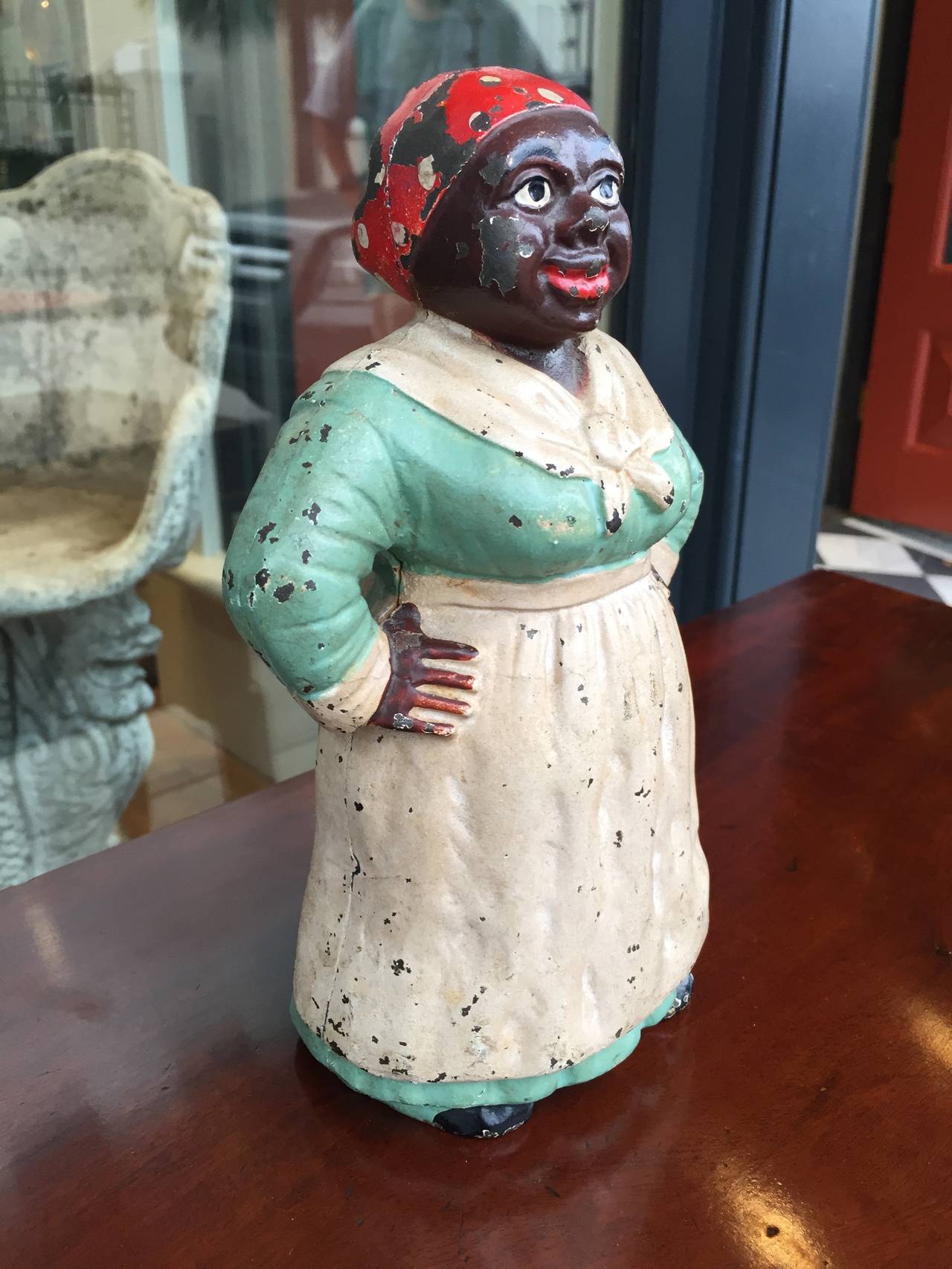 antique cast iron aunt jemima door stop circa 1900