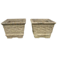 Pair of Early 20th Century Cast Stone Planters 4