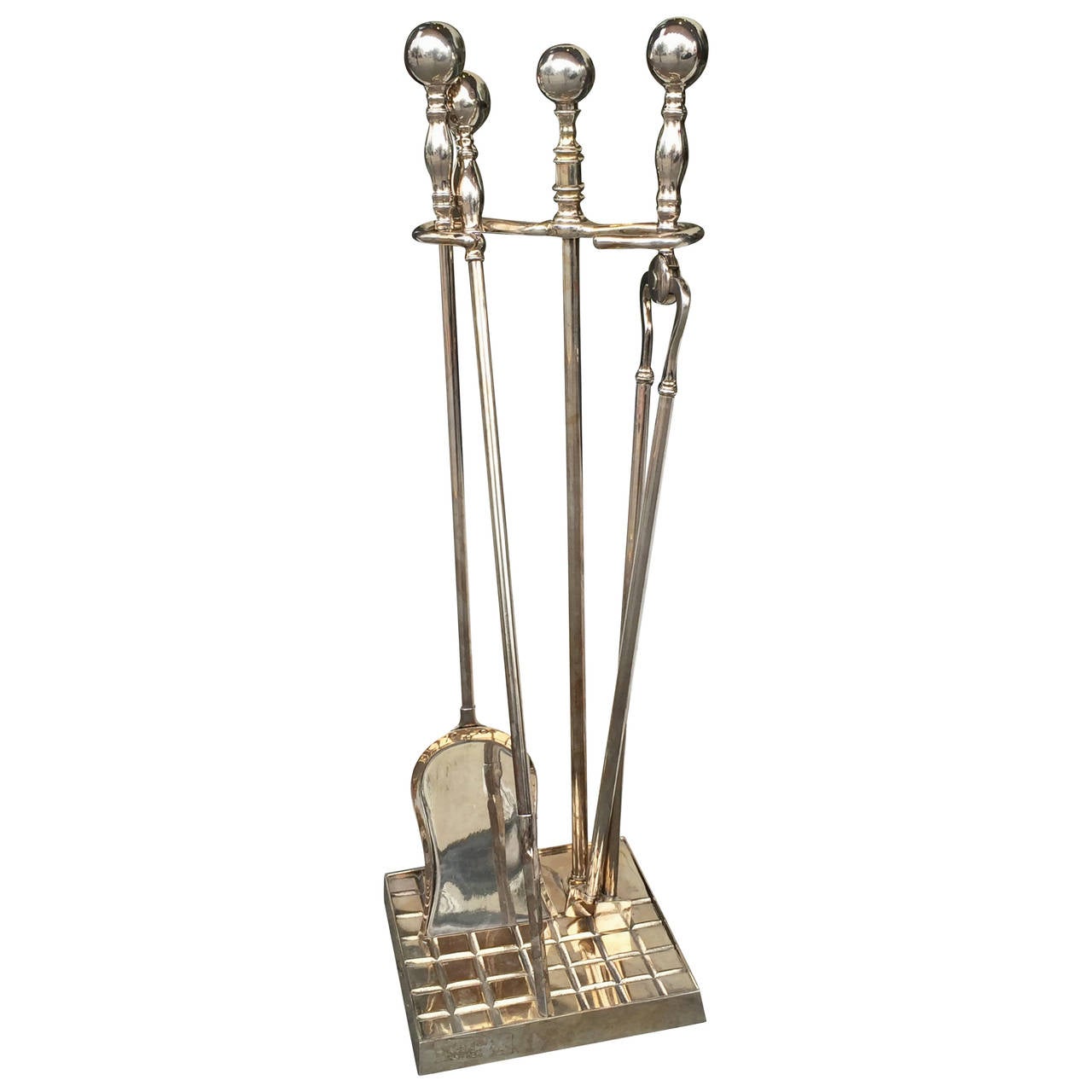 Silver Fireplace Tools 19th century silver plated tool set for sale Silver Fireplace Tools 19th century silver plated tool set for sale