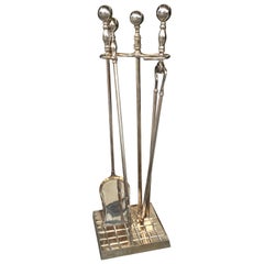 19th Century English Silver Plated Fire Tool Set