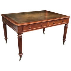 Antique 19th century English leather top writing desk