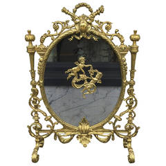 Antique French Bronze Fireplace Screen, Mid-19th Century