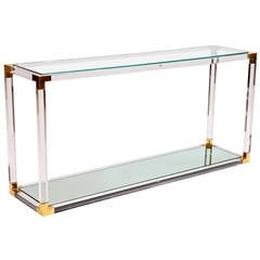 French glass and lucite console