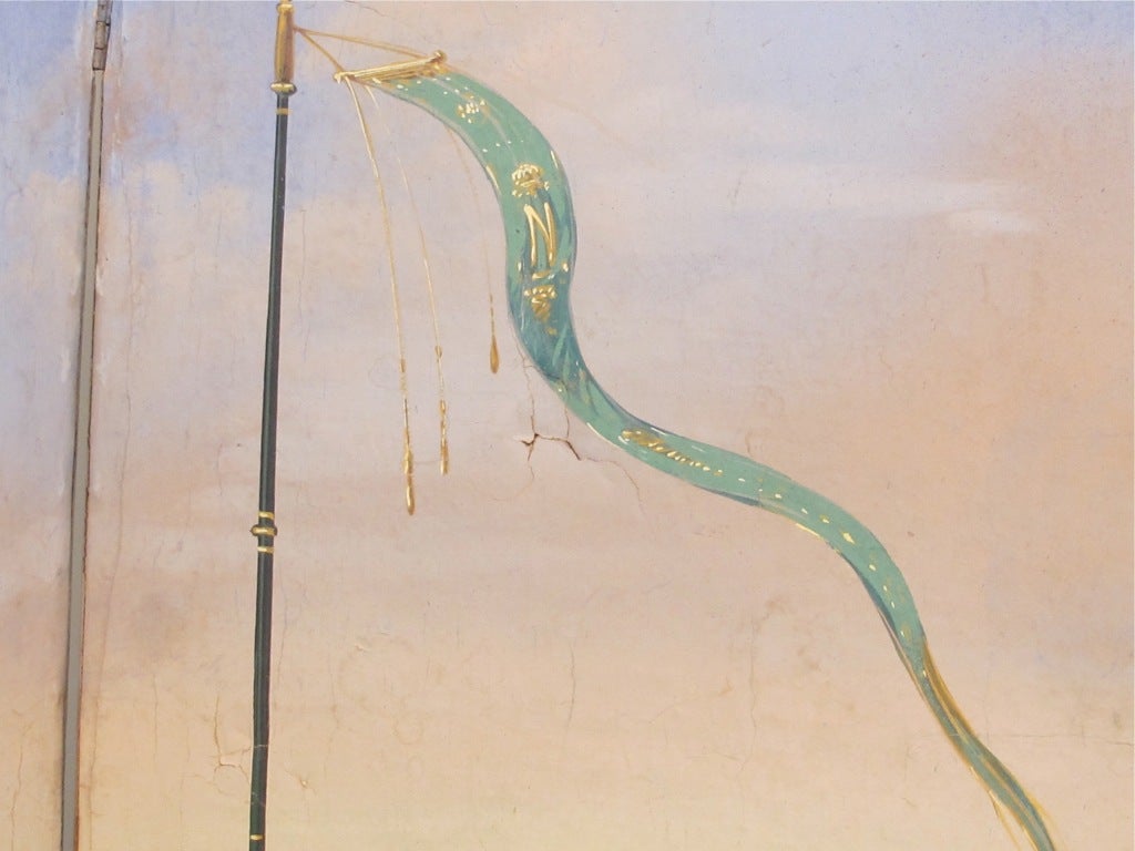XIXe siècle Paravent peint à la main représentant une scène d'exposition d'Exposition universelle, France en vente