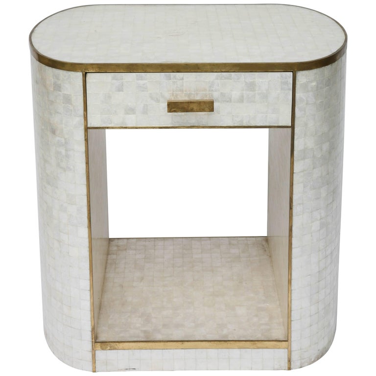 Capiz Shell and Brass Cabinet by Platt Collections For Sale