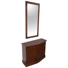 Burlwood Console Cabinet with Wall Mirror