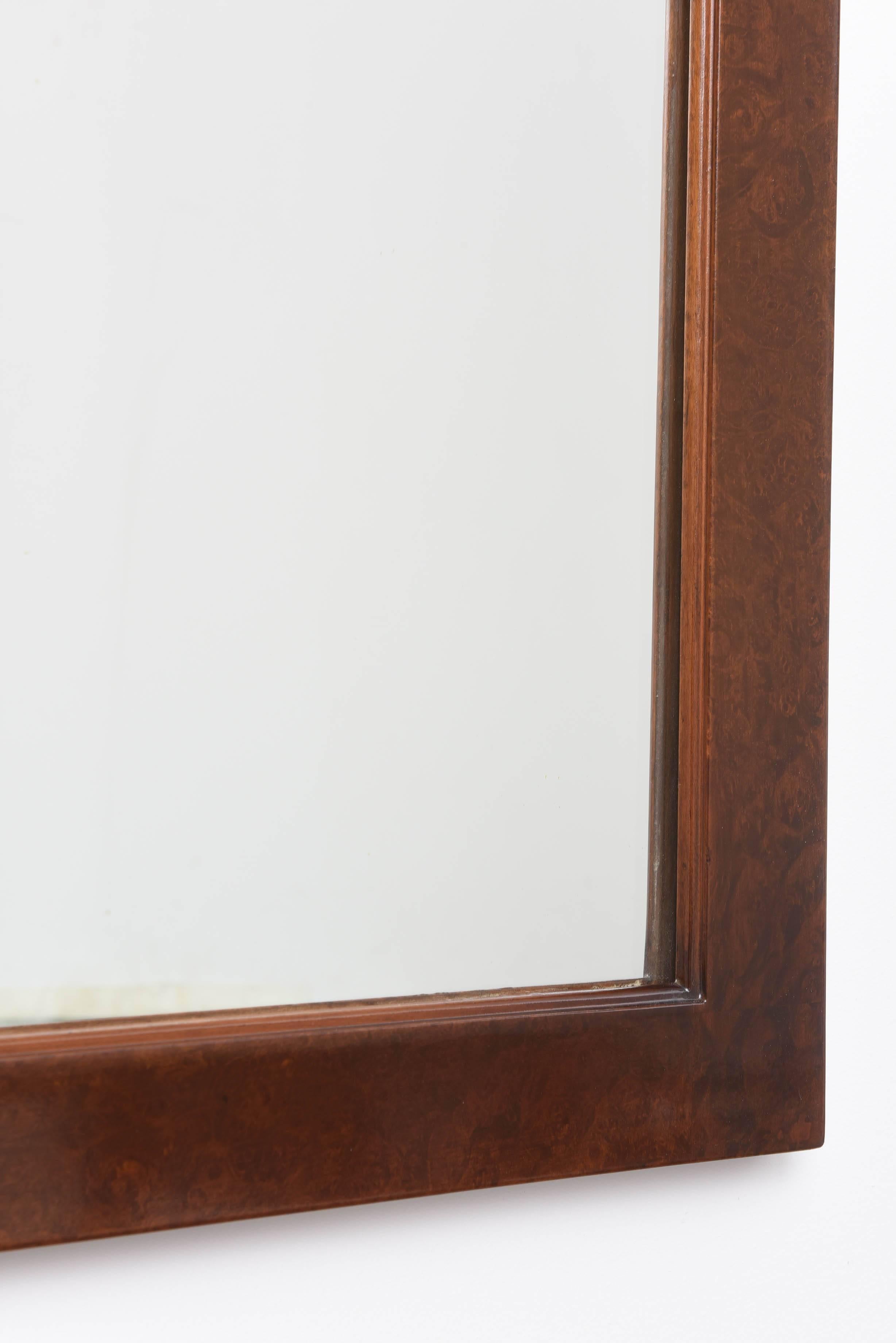 Burlwood Console Cabinet with Wall Mirror For Sale 7