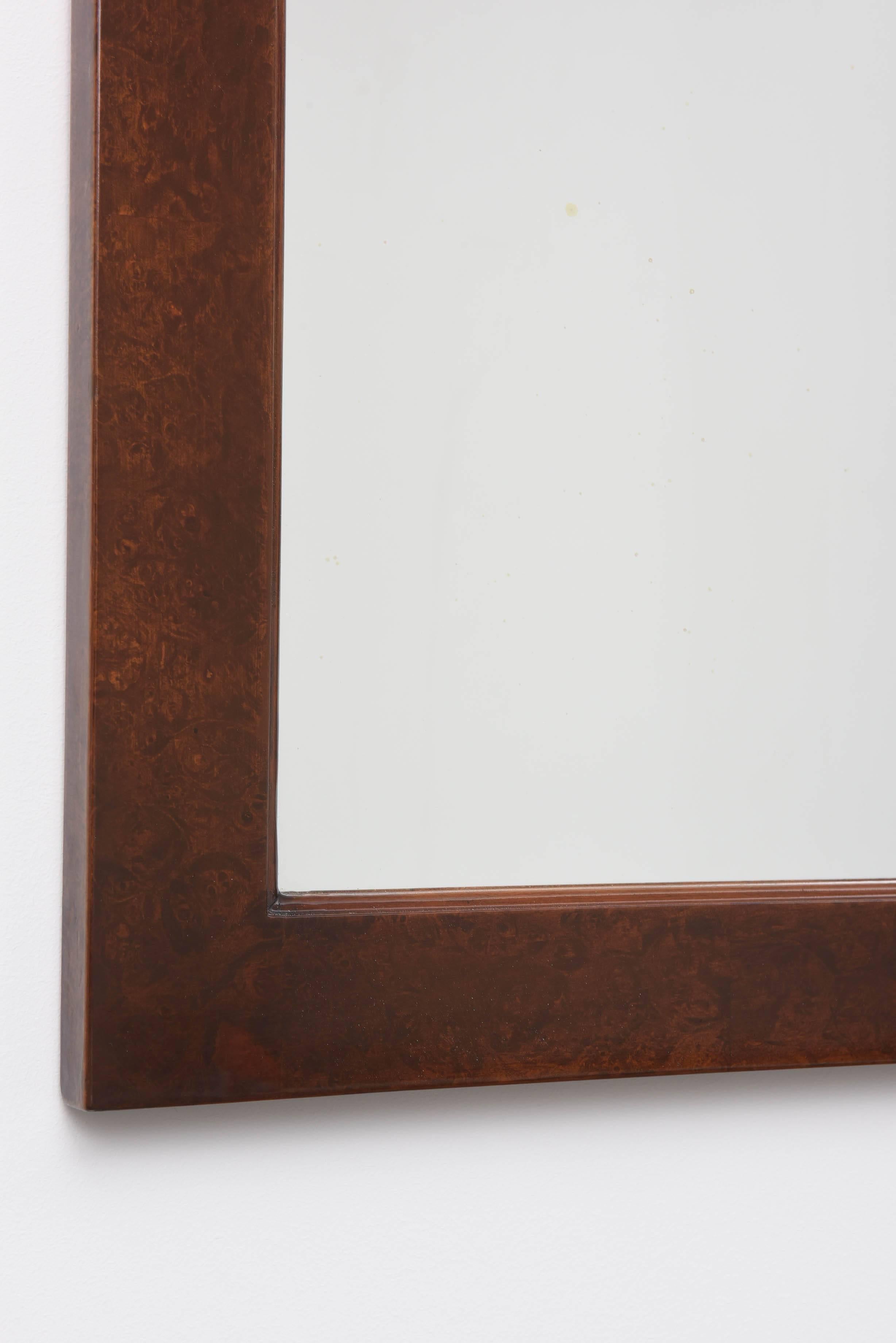 Burlwood Console Cabinet with Wall Mirror For Sale 6