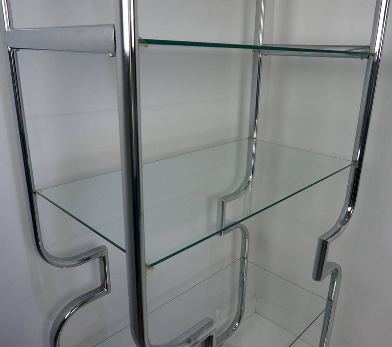 Pair of MidCentury Modern Polished Chrome and Glass Etageres at 1stDibs