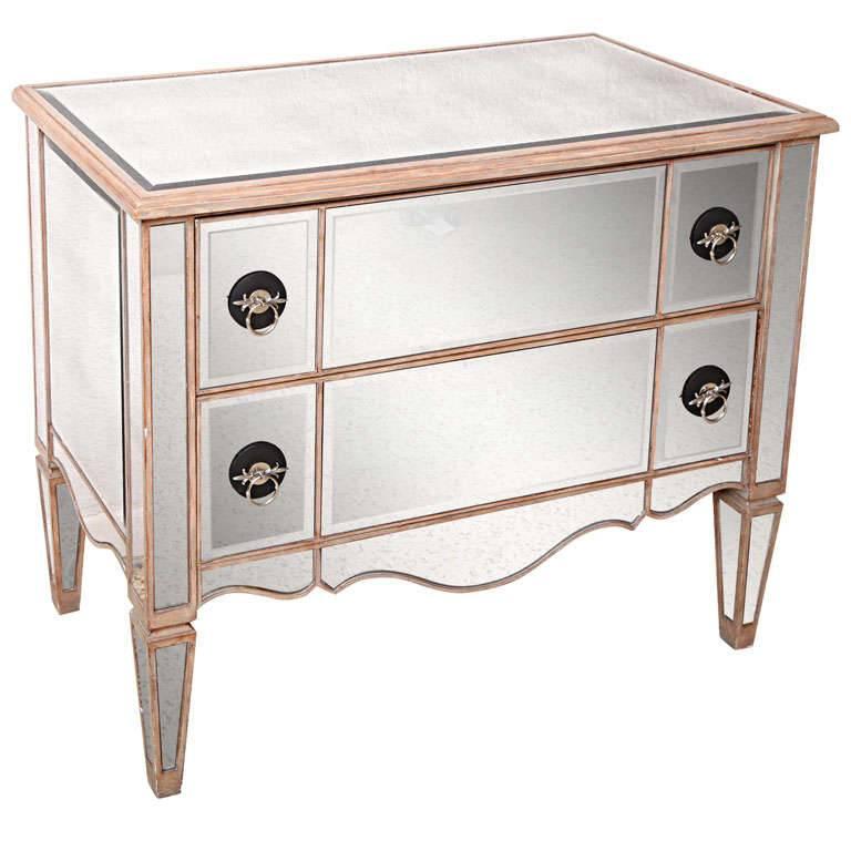 Dorothy Draper Style Mirrored Chest of Drawers