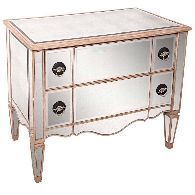 Mirrored TwoDrawer Chest For Sale at 1stDibs