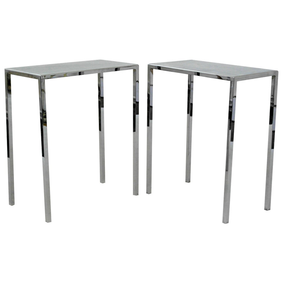 Pair of Philippe Starck Chrome Side Tables For Sale