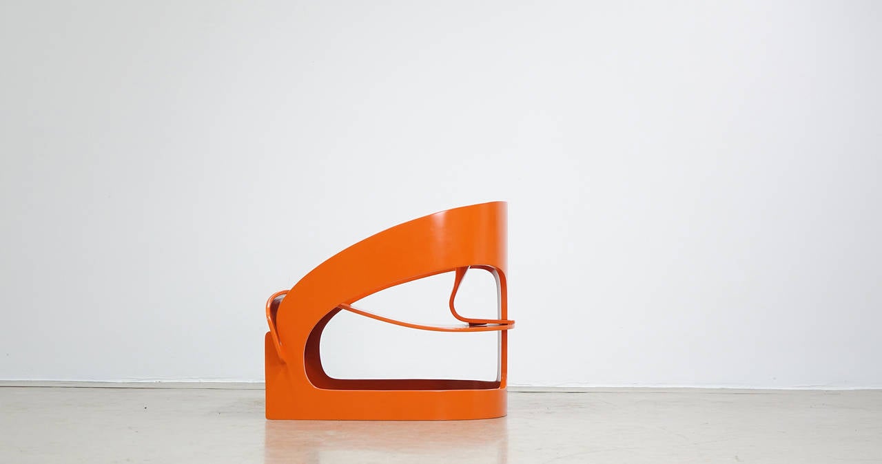 Mid-Century Modern Joe Colombo Organic Sculpture 4801 Lounge Chair N°15, Kartell Wood, 1960