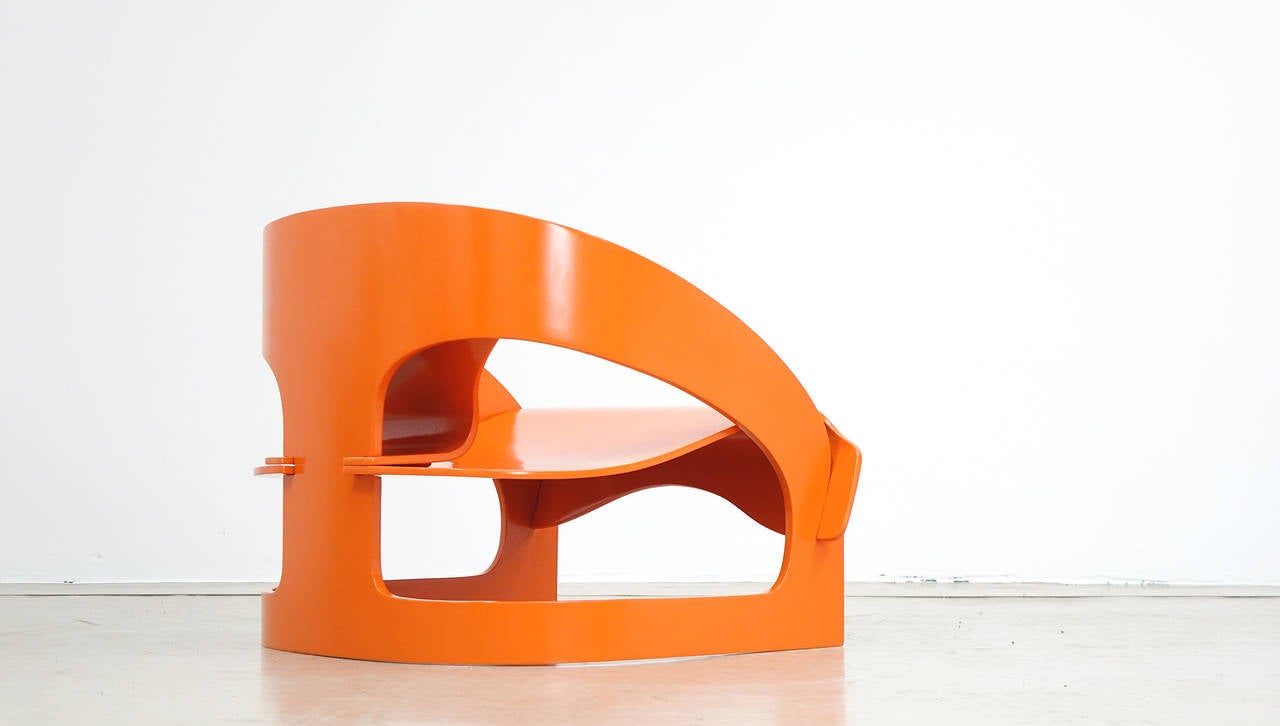 Joe Colombo Organic Sculpture 4801 Lounge Chair N°15, Kartell Wood, 1960 1