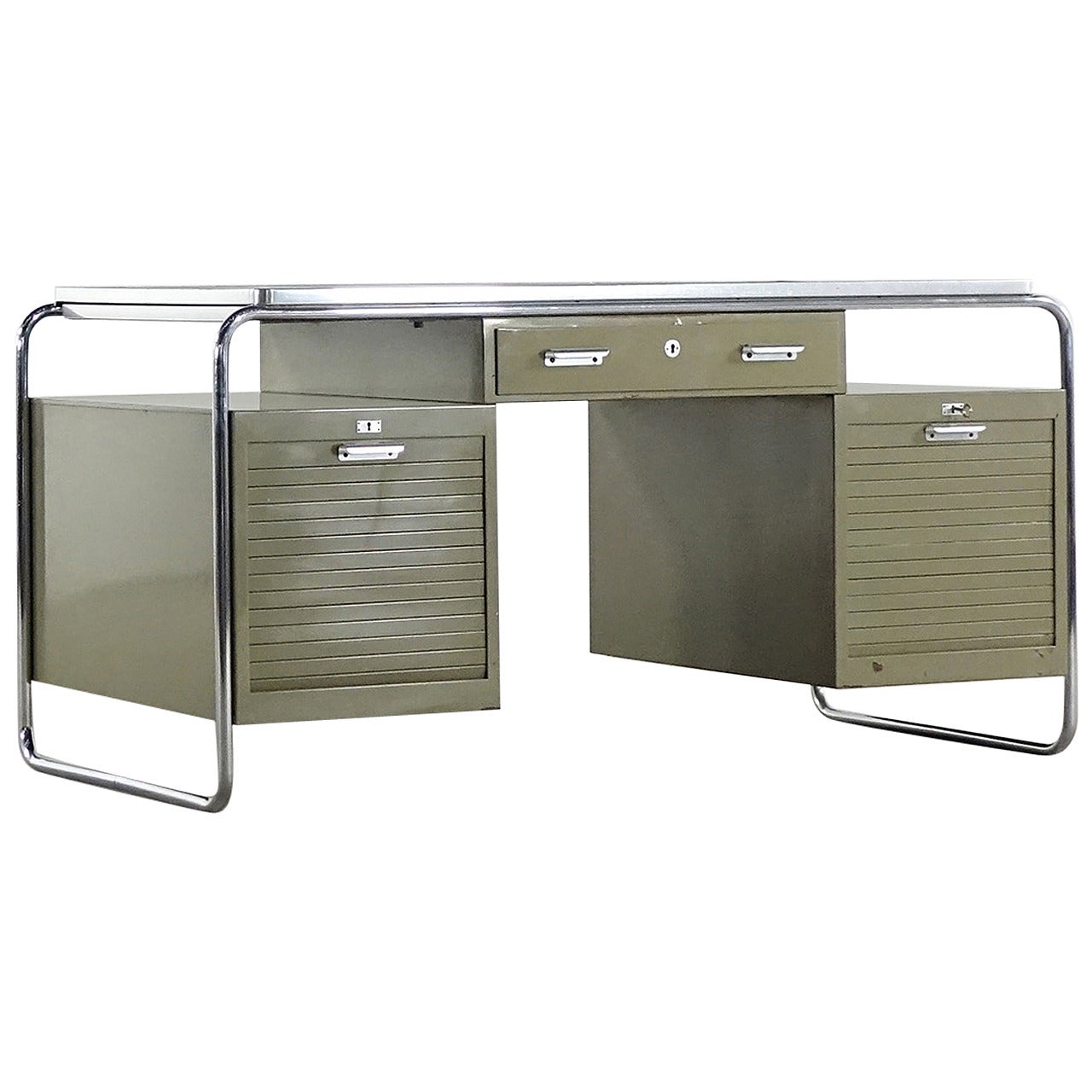 Mauser RD3 Desk Rundform Bauhaus Stahlrohrtruhe
