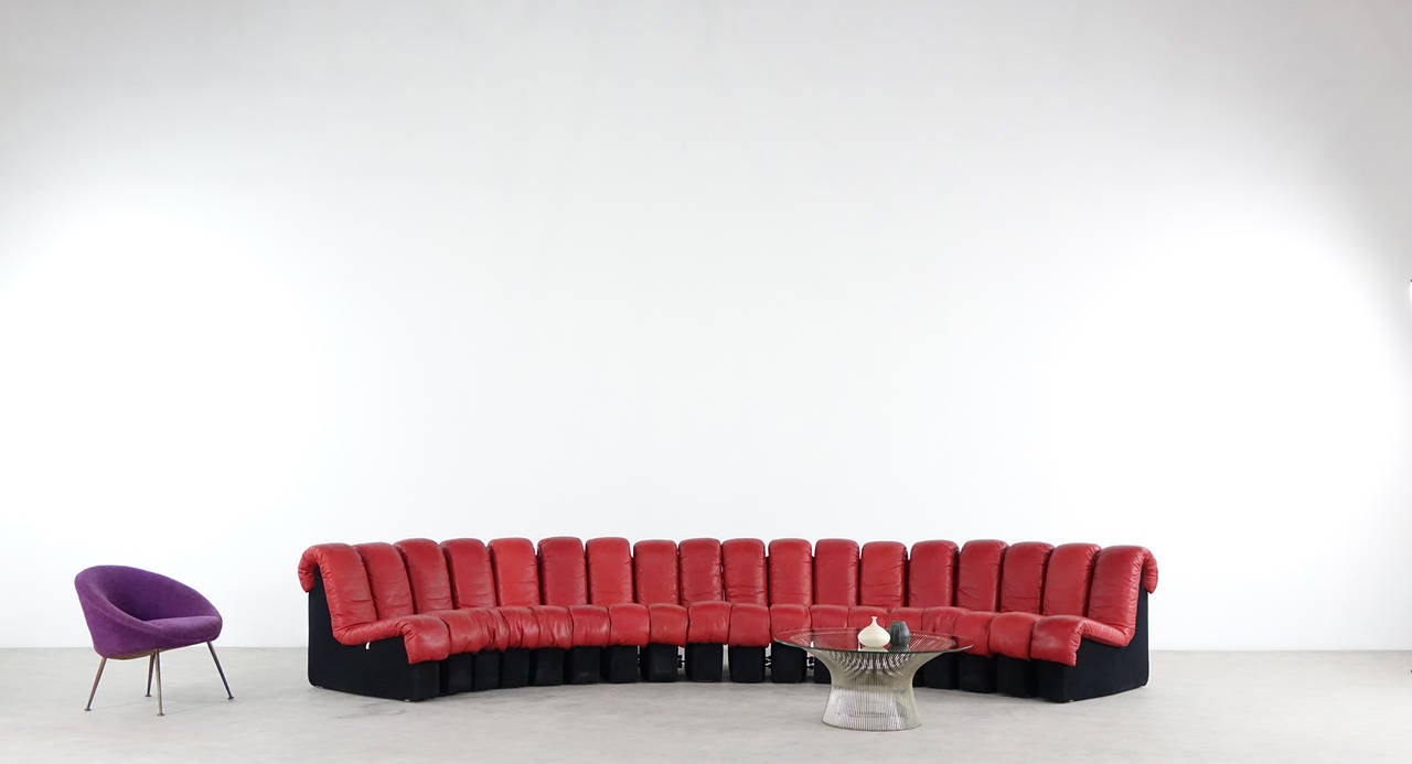 De Sede DS 600 Sofa by Ueli Berger and Riva, 1972, Red Leather In Excellent Condition In Munster, NRW