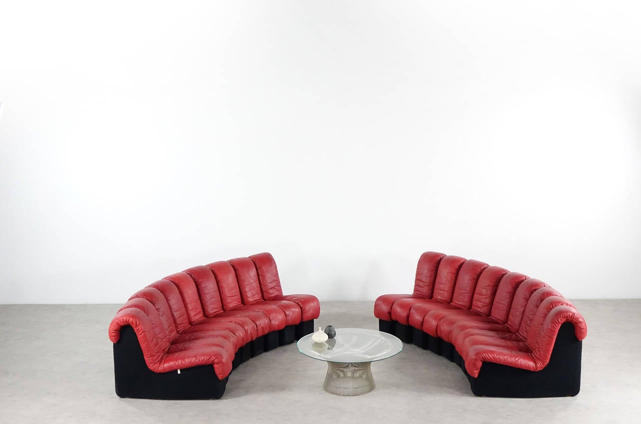 Swiss De Sede DS 600 Sofa by Ueli Berger and Riva, 1972, Red Leather
