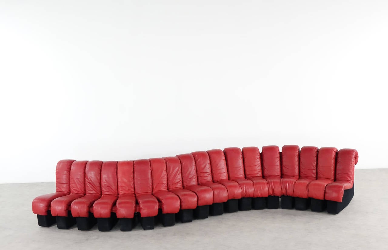 De Sede DS 600 Sofa by Ueli Berger and Riva, 1972, Red Leather 3