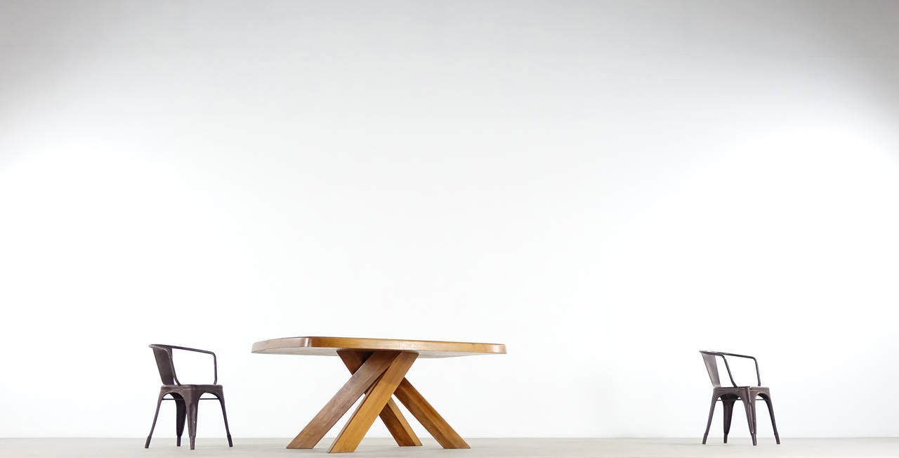 Pierre Chapo, 1960, France, Sfax Pedestal Table, Elm Tree Dining Table