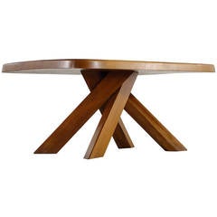 Pierre Chapo, 1960, France, Sfax Pedestal Table, Elm Tree Dining Table