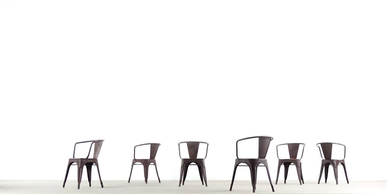 Six Tolix Chairs by Jean Pauchard A56 French Bistro Classic, Bauhaus 1