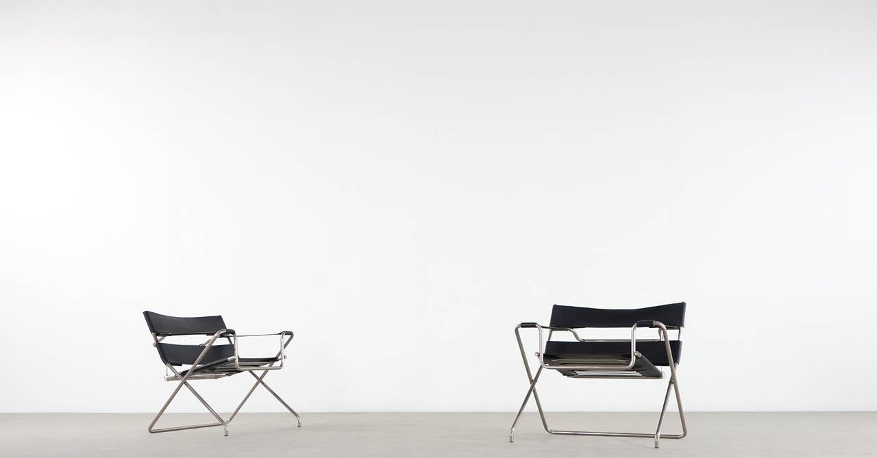 Two Marcel Breuer D4 B4 folding Chairs, Wassily Bauhaus, 1926-1927 In Excellent Condition In Munster, NRW