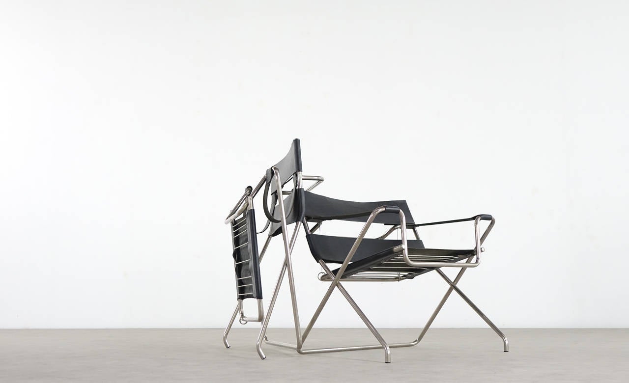 Early 20th Century Two Marcel Breuer D4 B4 folding Chairs, Wassily Bauhaus, 1926-1927