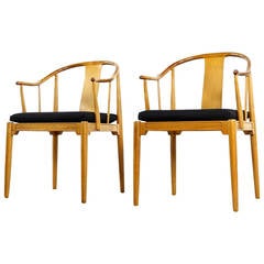 Pair of Cherry China Chairs Produced in 1978, Designed by Hans J. Wegner, 1944