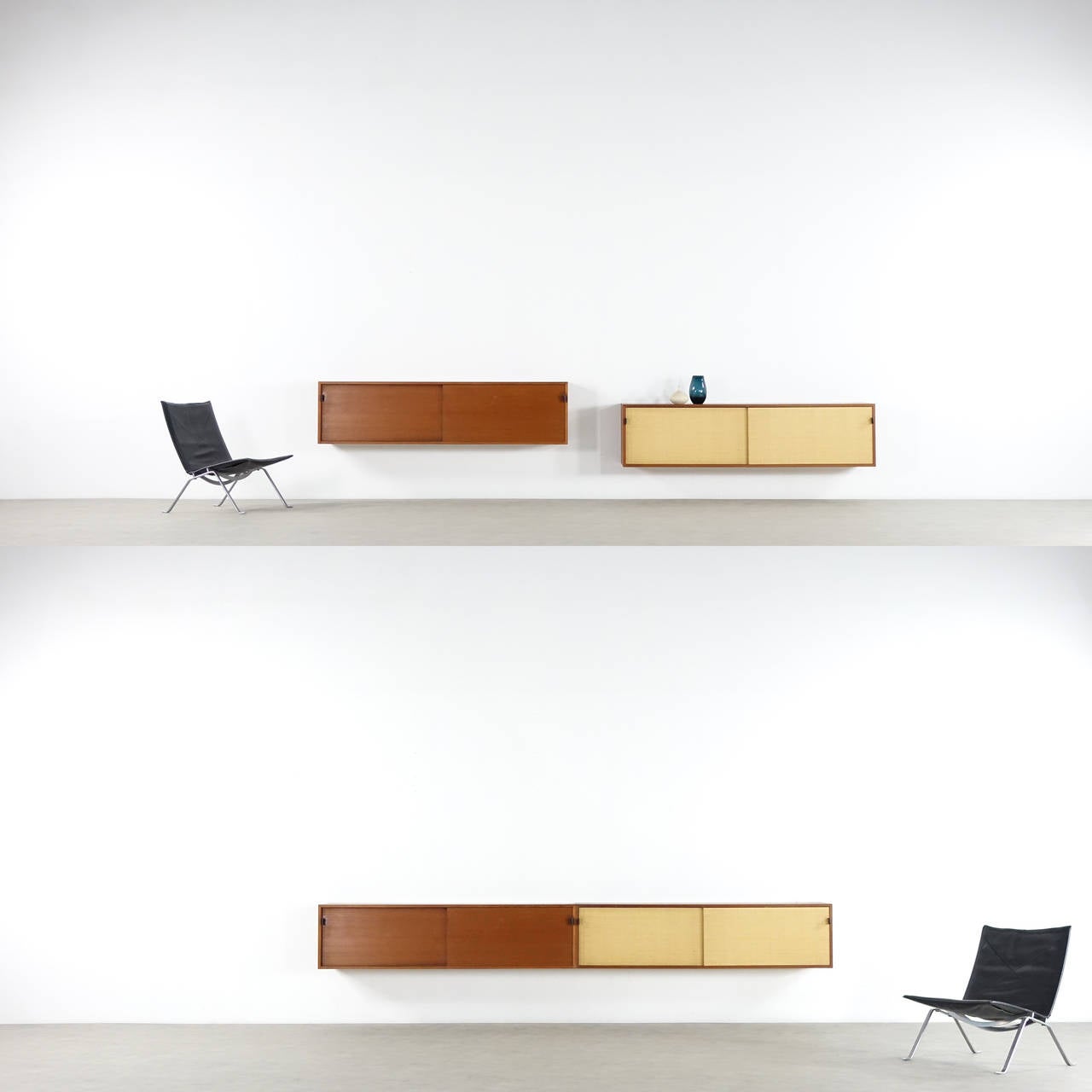 Florence Knoll 1952 Seagrass and Teak Wall-Mounted Sideboard Knoll International 3