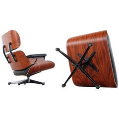 Vitra Charles Eames Lounge Chair and Ottoman in Santos Rosewood, Herman Miller