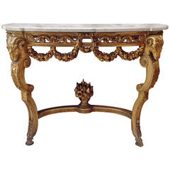 Late 19th Century Italian Gilt Wooden Console Table