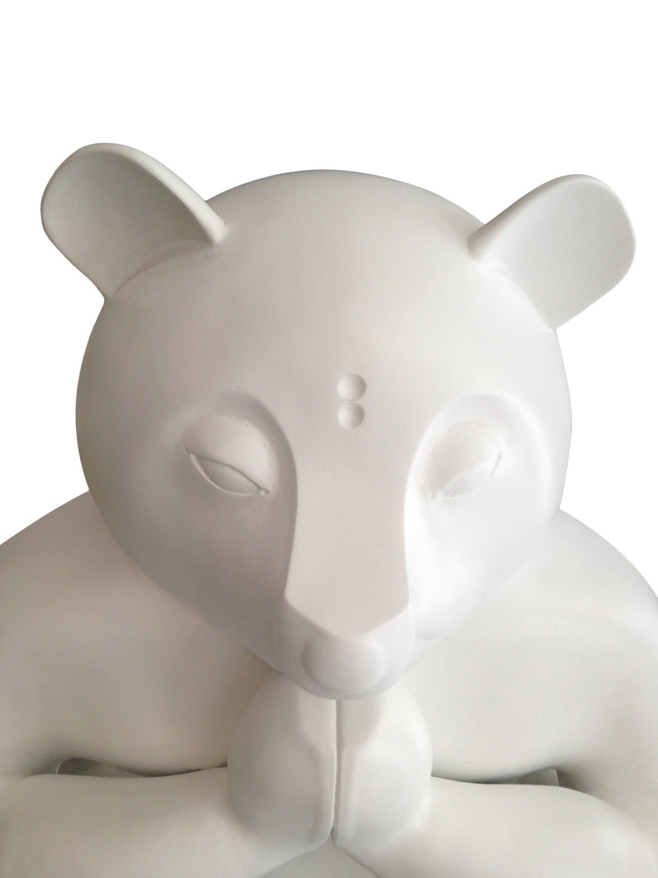 Statue of a white bear meditating.
Signed and dated at the bottom: 