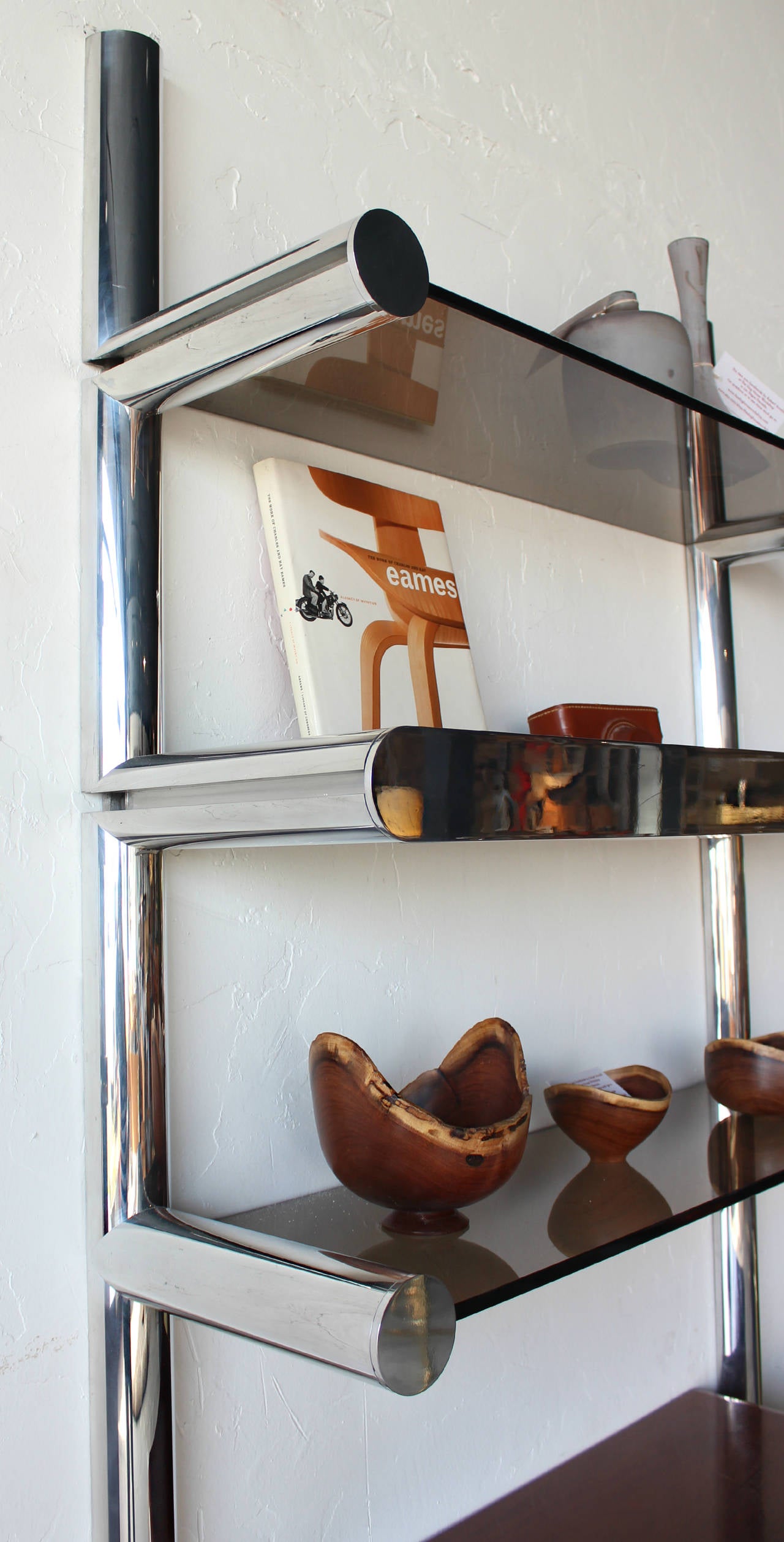 Burl and Chrome Orba Wall Unit by Janet Schwietzer for Pace ... Burl and Chrome Orba Wall Unit by Janet Schwietzer for Pace ...