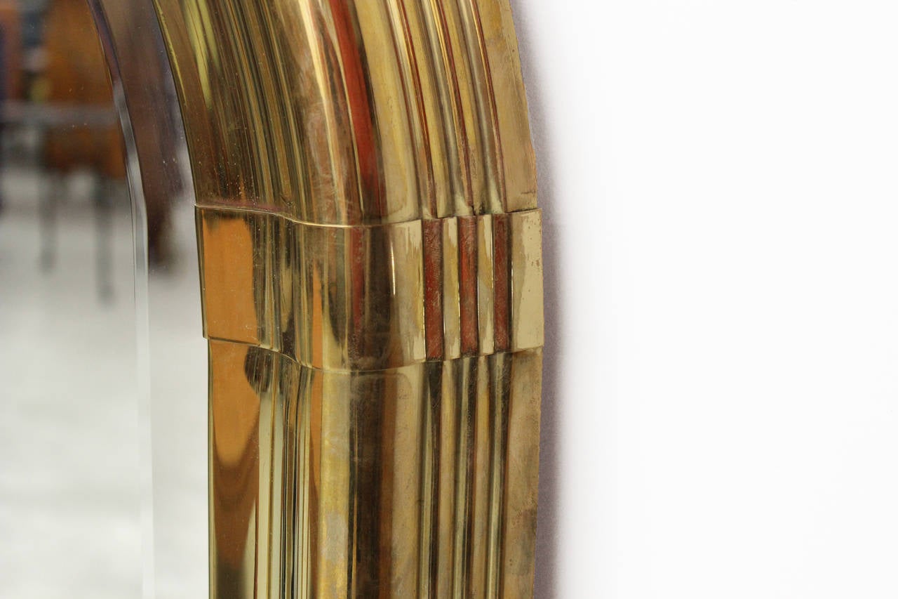 Vintage Art Deco Style Arched Brass Mirror by LaBarge For Sale at 1stDibs