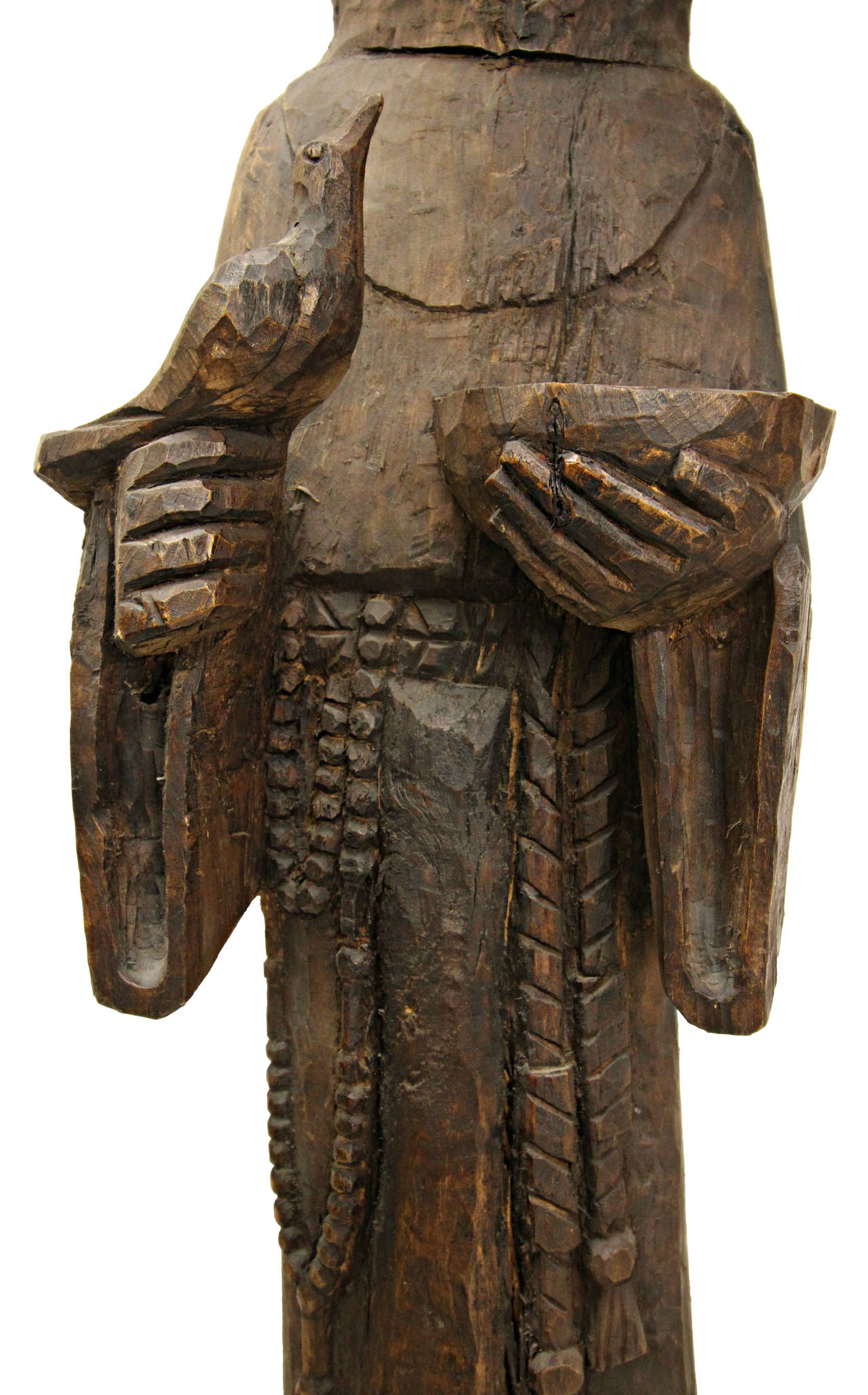 Antique Hand-Carved Wood Folk Art Religious Sculpture 2
