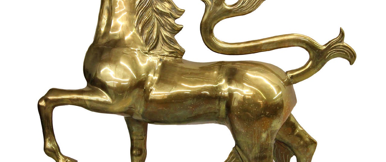 brass unicorn statue
