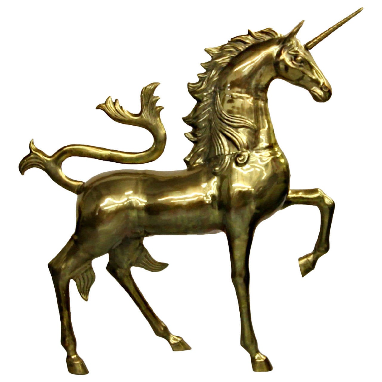 Solid Brass Mythical Unicorn Pegasus Horse Floor Statue at 1stdibs
