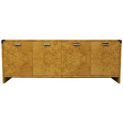 Midcentury Burl and Chrome Credenza