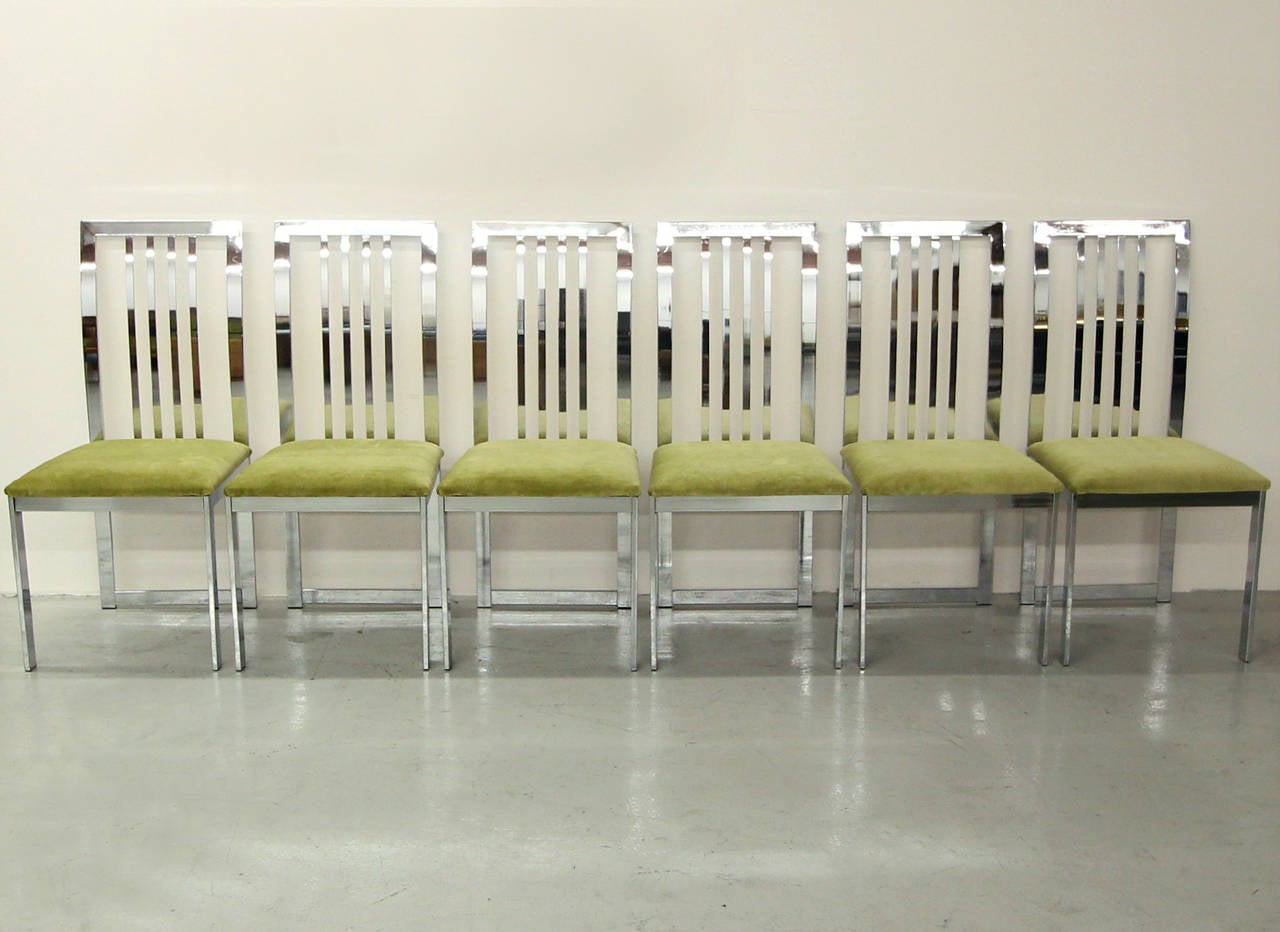 Modern HOLD FOR KELLY Set of Six Chrome Dining Chairs by DIA